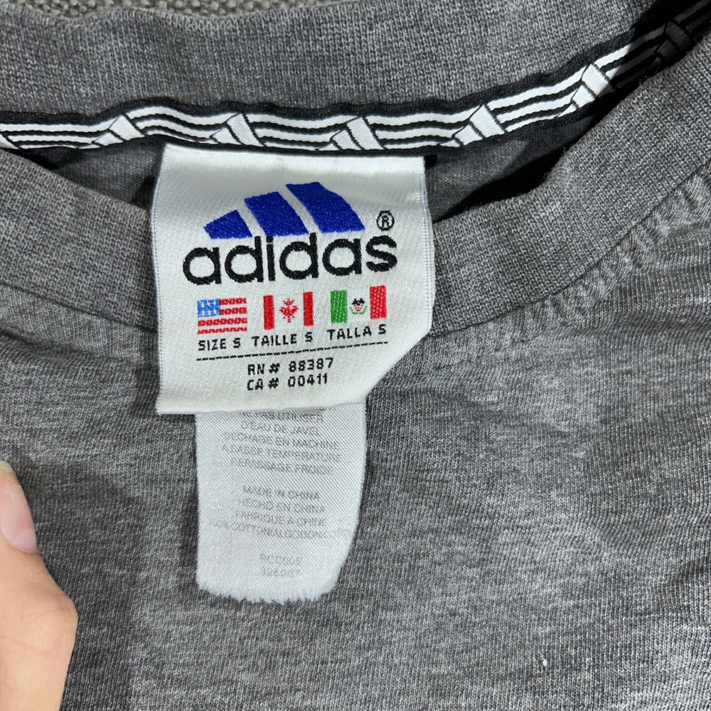 Adidas T-Shirt Mens Small Gray Good Short Sleeve Embroidered Logo Heathered - Picture 3 of 8